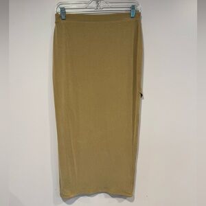 Tan NWT drapey softstreme column midi skirt